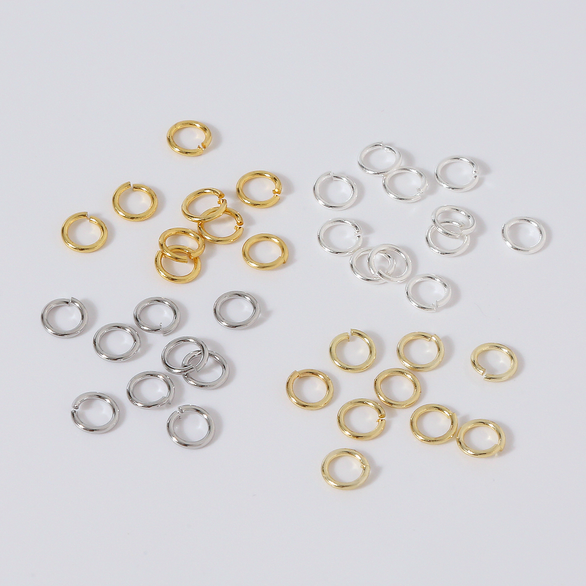 Yiwu Xinba Jewelry Accessories Factory 18K gold plated brass open jump ring necklace for Jewelry making connector 5mm 100G/bag factory customization