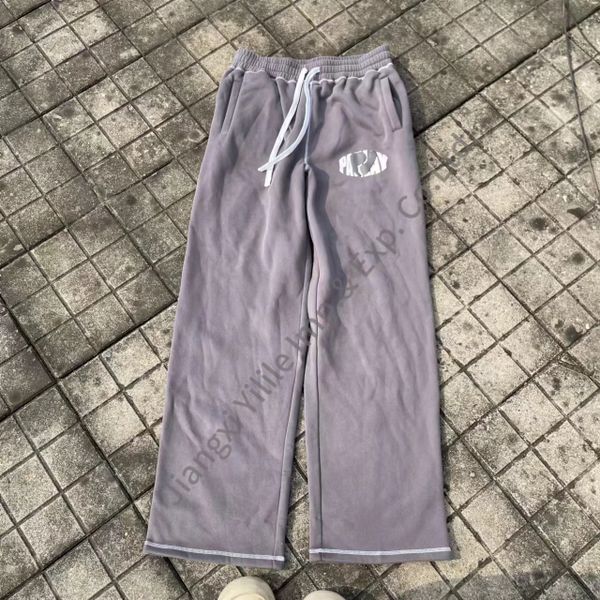 PT891  Cotton  Blank fleece Sweat Pants Contrast Stitching sweats Baggy Jogger Sweatpants For Men wide leg straight sweatpants