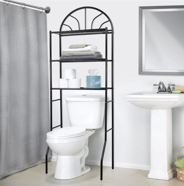 3 Tier Metal Iron Washroom Bathroom Racks Over the Toilet Organizer Rack Shelf with Hooks