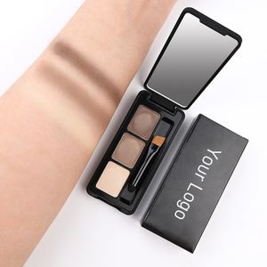 Custom Logo Cruelty Free Natural Eyebrow Powder Kit 3 In 1 Makeup Eye Brow Powder Pressed Waterproof Cosmetic Eyebrow Powder