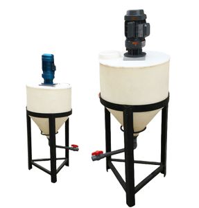 Plastic chemical resistant acid storage dosing tank container with agitator