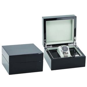 Customized Wood Fiber Solid Storage Display Case  Carbon Matt Black Single Lots Watch Box Case