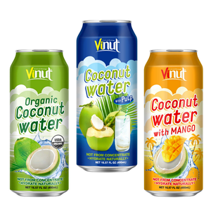 Made In Vietnam - 490ml Pure Natural Coconut Water With Pulp Can Drink - Free Sample - Private Label OEM - Manufacture Beverage