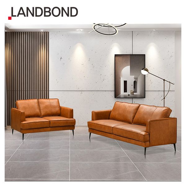 Office Building Sofa Set Furniture Leather European Style Leisure Modern Brown Sitting Room Furniture Living Room Sofa for villa