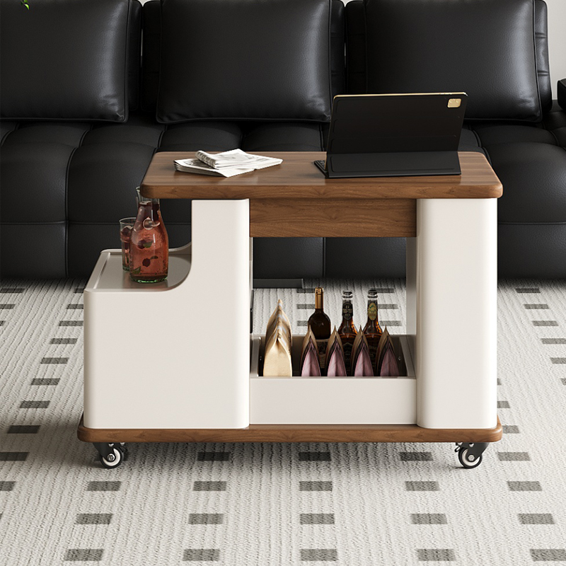 Living room furniture movable coffee table multifunctional side cabinet coffee lifting solid wood creative sofa side table