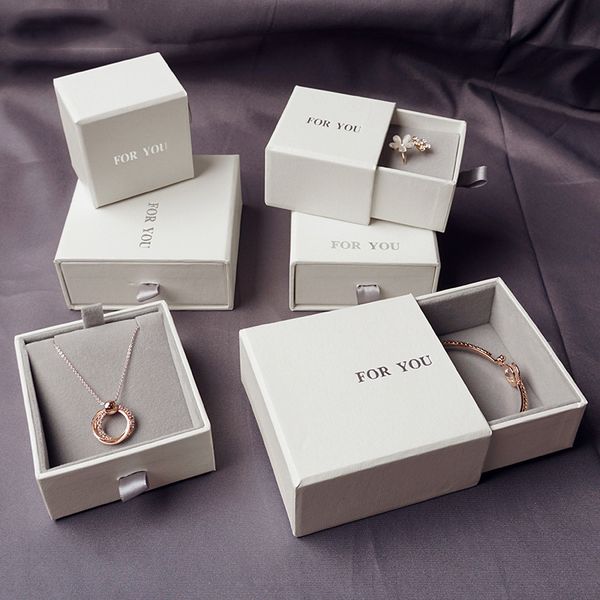 Packaging Drawer Slide Ring Earring Bracelet Mini Boite Emballage Pour Bijoux Personnalise Jewerly Jewelry Box With Velvet Foam
