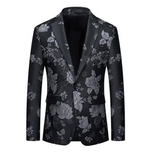 Floral embroidery suit hosting stage performance formal attire for men Tailored high-end contrasting jacquard embroidered suit