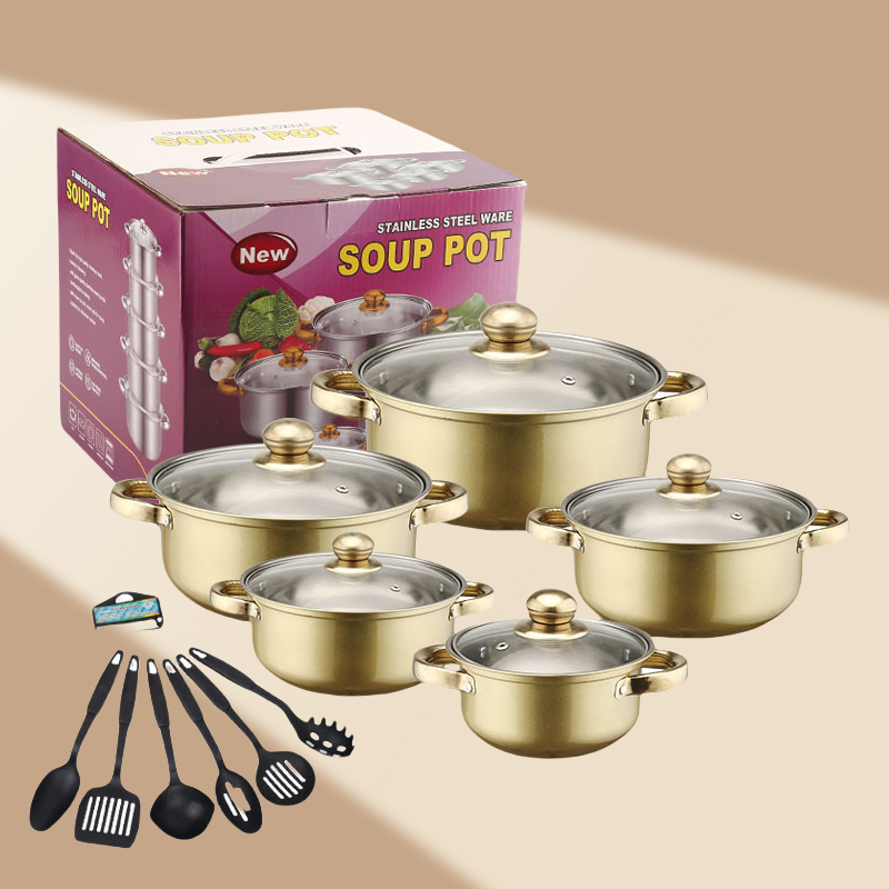 Wholesale 10 pieces of high quality household stainless steel pot cookware gift set