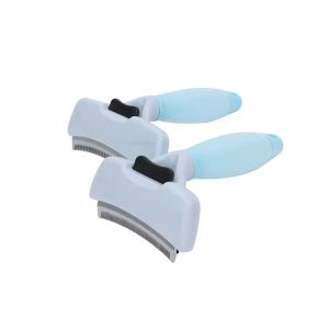 Custom Logo Silicone Handle Self Cleaning Cat Hair Remover Brush Pet Grooming Deshedding Brush For Dogs
