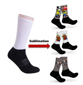 Custom designer socks Blank sublimation sock Print Cotton Crew Blank Athletic Sporty Socks in Stock