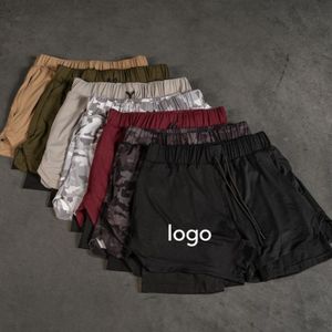 2024 oem custom nylon drawstring waist split hem shorts for men dry fitness breathable sports active running gym shorts for men