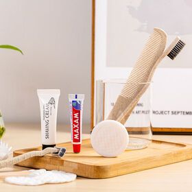 Hotel Supplies Disposable Bath set Custom Shaving kit Shower Cap Shampoo and Conditioner Hotel Toiletries