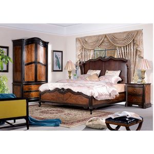 American Style Classic Furniture Wood King Bed Modern Bedroom Set Wooden Bed Furniture Home Bedside Table WA409