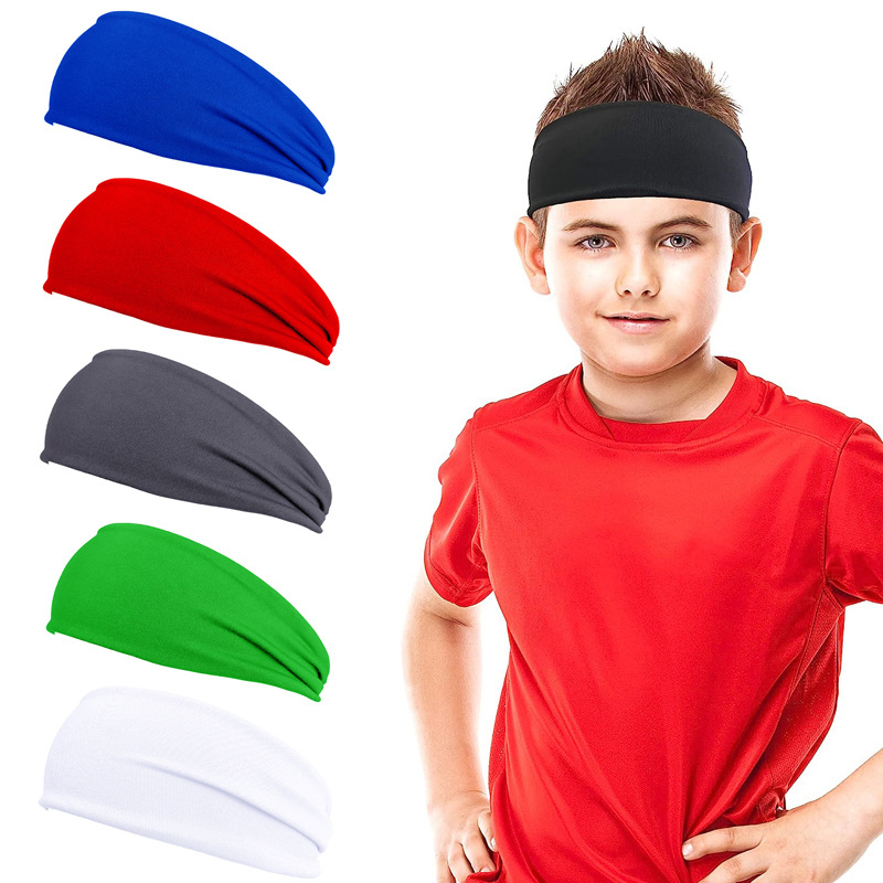 Custom logo Sport Elastic Headband With Customized Logo Embroidered Cheap Children Kids Headband Sweatband with logo