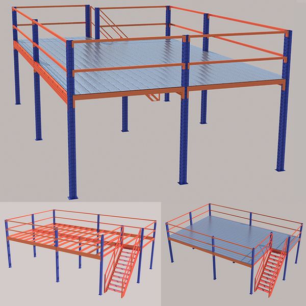 Mezzanine Floor Attic Loft Storage Rack Industrial Metal Stairs For Racking Rack Shelf Shelves