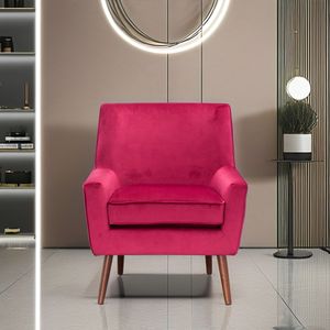 Modern Relaxing Velvet Arm Chair with Wooden Legs for Living Room Dining Bedroom Hotel or Gym Leisure Use