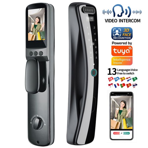 Wholesale price Electric Biometric Fingerprint Face Recognition Smart Door Digital Look  tuya wifi smart lock  intercom function