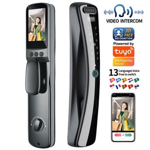 Wholesale price Electric Biometric Fingerprint Face Recognition Smart Door Digital Look  tuya wifi smart lock  intercom function