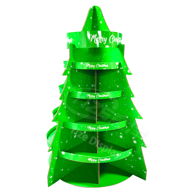 Custom Christmas Tree Design Corrugated Cardboard Beer Coffee Cup Water Bottle Display Racks