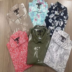 Bangladesh Branded Men's Half Sve Hawaiian Shirt Polyester Overrun Stock Lot Factory Cancel Clothing T-Shirt and Pants surplus