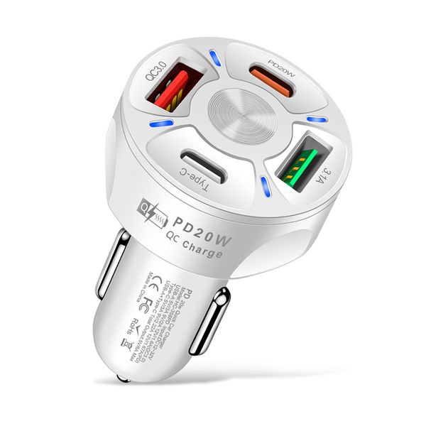 Best Selling universal 4 Port Fast Charging QC3.0/PD Car Charger for iphone and Samsung