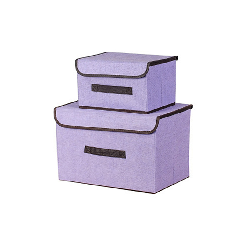 Cotton Linen Household Storage Box with Lid Wardrobe Clothes Storage Fabric Window Fabric Bin with Lid