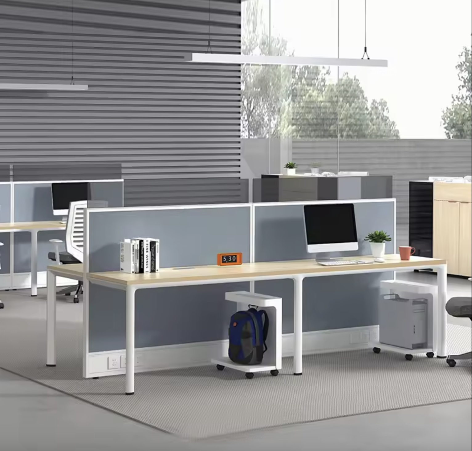 Modern Wooden Office Desks Modular 2 4 6 Seater Workstation Cubicle Partition Face To Face Desk For Office