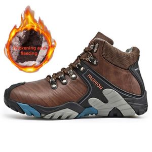 Men's waterproof labor protection shoes Outdoor mountain snow shoes High top warm plush Martin boots