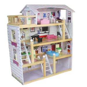 2023 Top Seller China Factory Supply Custom Gift Toy DIY Miniature Wood Pink Doll House Door Furniture Set for Girls