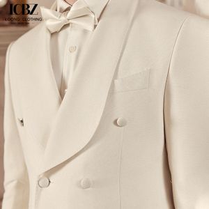 Wholesale Suit Factory White Shawl Lapel men's wedding groom's suit wedding formal dress tuxedo suit