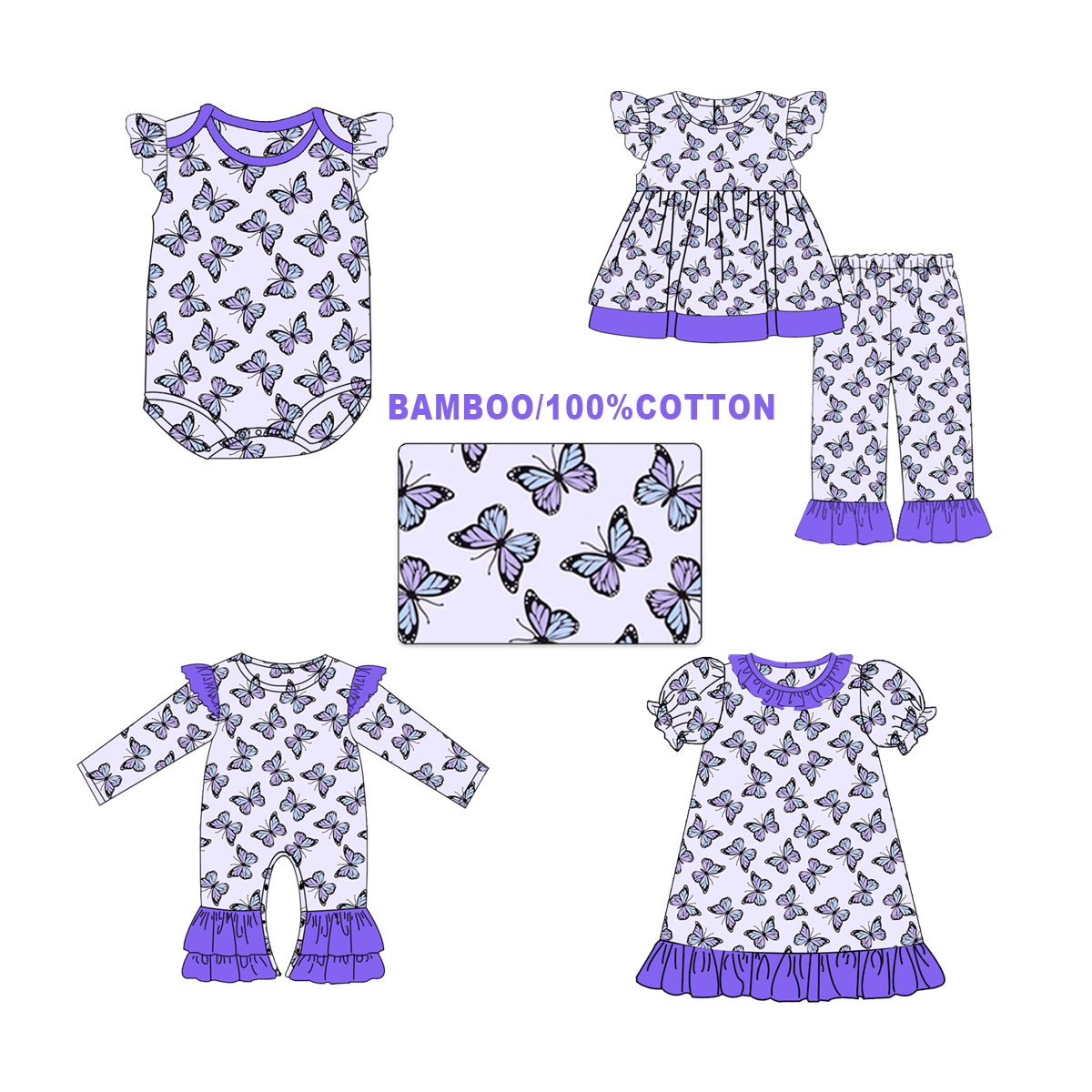 Wholesale Customized Newborn girl Rompers Kids bamboo Clothing Set Baby Pajamas Bamboo baby romper