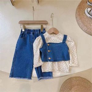 Conyson new arrival fashion Source factory denim vest pants baby girl clothes suit casual kids autumn 3 pieces Clothing Set