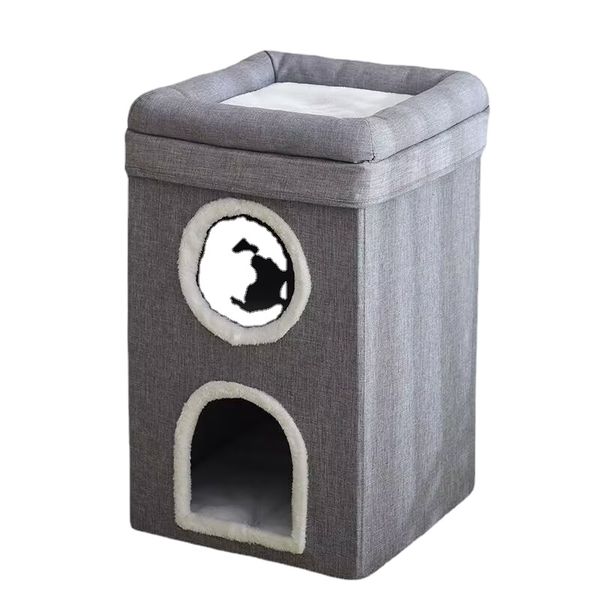 Cat Villa Foldable Cat House Home Indoor Winter Warmth Four Seasons Universal Double Layer Cat Nest Pet Nest