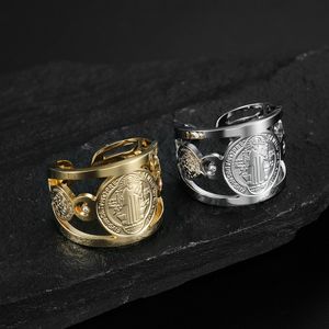 Custom Stainless Steel Religious Amulet St Christopher George Benedict Ring Silver Jewelry Manufacturers China For Man Woman