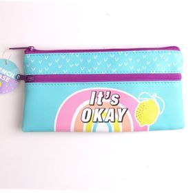Hot Selling Customized PU Pencil Case With Two Pockets for school