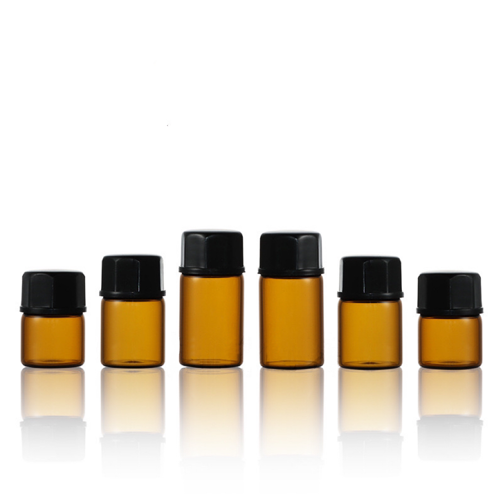 Xuzhou Tongrui Glass Product Co., Ltd. High quality amber essential oil glass vials with screw cap 3ml 5ml 10ml sample vials bottle for skincare packaging