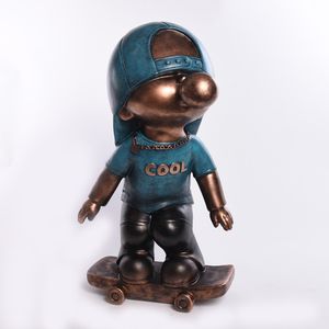 Funny Room Decoration Resin Outdoor Garden Bronze Children Arts Large Blowing Bubble Sculpture