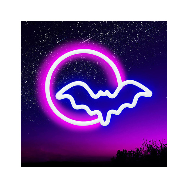 Guangzhou Jiuqi Metal Decoration Co., Ltd. Factory Direct Wall Mounted neon sign With Bat DecorationUSB Led Neon Sign for Wall Decor Bedroom