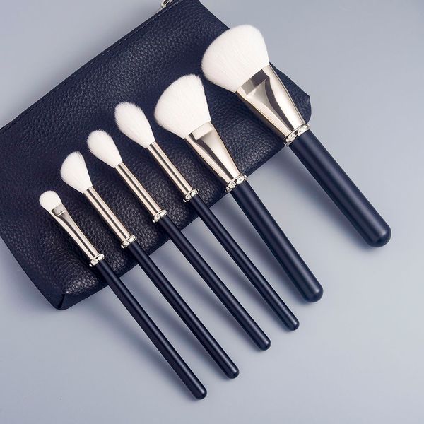 GRACEDO 6pcs diamond tube black handle white synthetic fiber hair high quality professional luxury customize makeup brush set