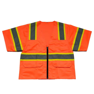 Wholesale Zipper Closure Short Sleeve Safety Vest High Reflective Dual Tone Reflective Safety Vest