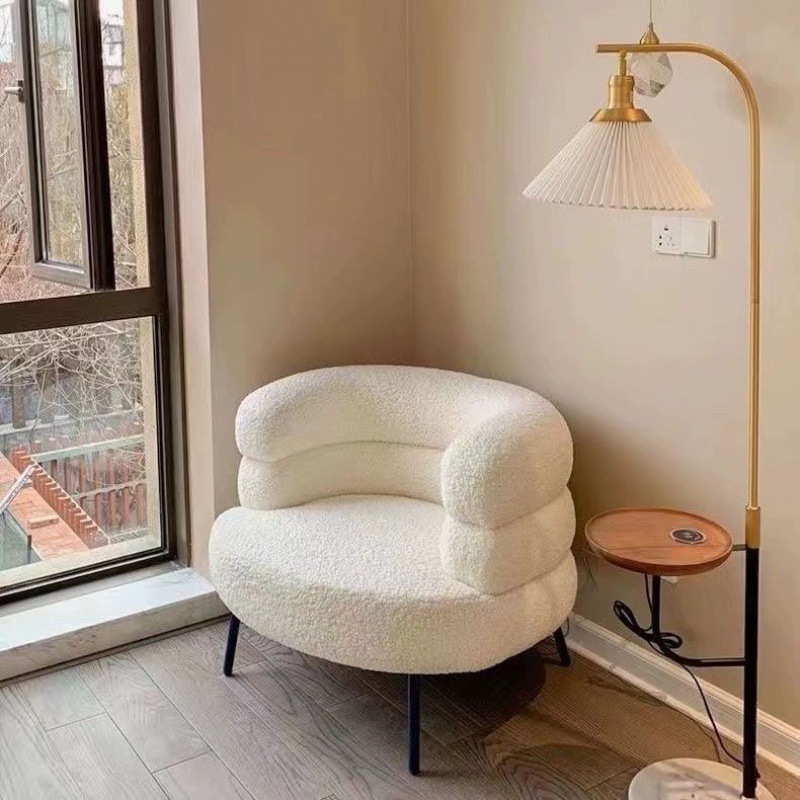 Shenzhen Formwell Household Products Co., Ltd. Modern Accent Chair, Single Couch Chair Lazy Sofa Accent Chair, Curved Design backrest for Living Room Bedroom lambswool fabric