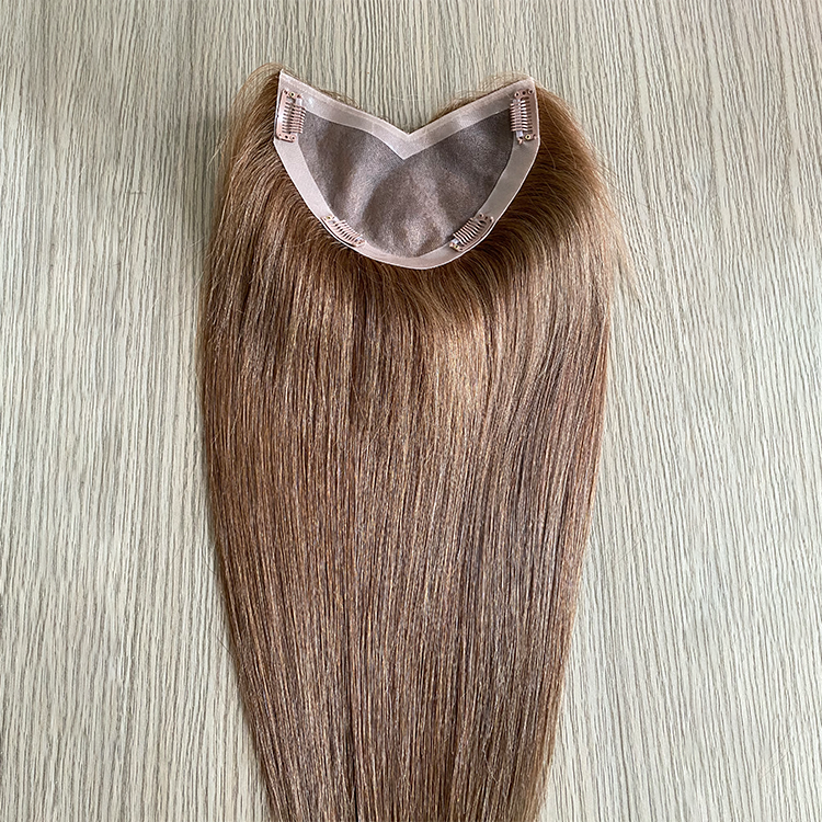 Weifang Elara Hair Products Co., Ltd. Wholesale price European machine made base double drawn ombre blonde straight real human raw hair woman's topper with clips