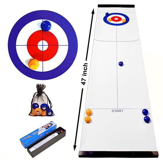 Indoor and Outdoor Kids Toy Tabletop Curling Game and Family Fun Shuffleboard Board Games with 8 Rolllers