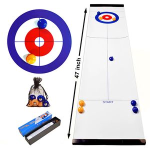 Indoor and Outdoor Kids Toy Tabletop Curling Game and Family Fun Shuffleboard Board Games with 8 Rolllers