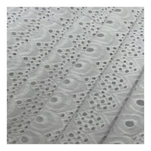 China textile cloth white embroidered swiss voile eyelet 100% cotton embroidery fabric for women dress