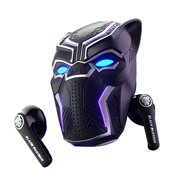 Classic Black Panth Bluetooth Gaming Earbud Touch Control Wireless Earphone Marvel Cool Lighting TWS For Sport Music