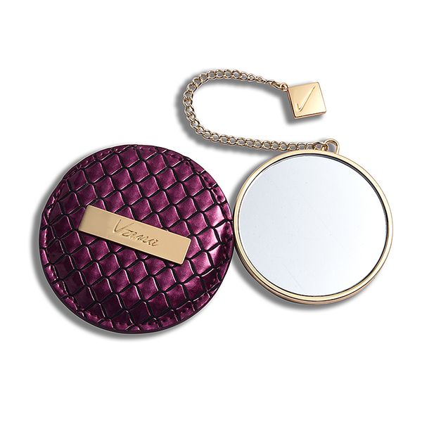 High Quality Factory Customized Purple Metal Tassels Cosmetic Mirror Round Pocket Mirror