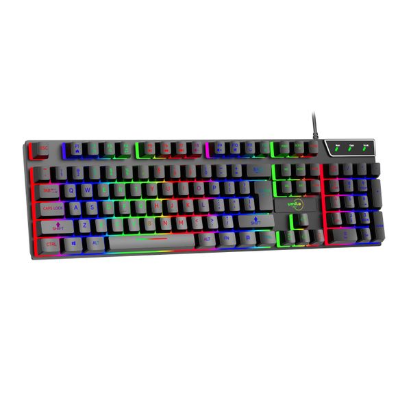 USB Wired Gaming Glow Keyboard 104 Keys Mechanical Suspended LED Backlit Rainbow Gaming Keyboards for PC Computer Laptop