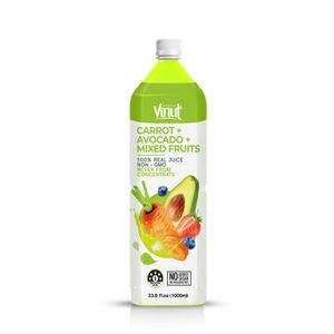 33.8 fl oz Vinut NFC Mango Puree Sugar-Free Carrot + Avocado + Mixed Fruits Boxed Non-GMO Halal Certified for Soft Drinks
