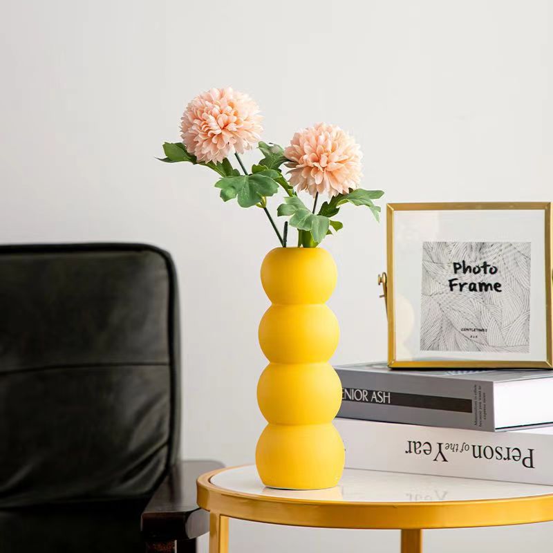 Custom logo modern stacked circle ceramic vases colorful ceramic flower vase for home decor